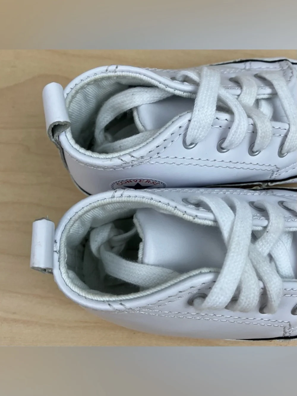 Converse Baby Size 4 Crib All Star Chuck Taylor High Top White Leather Shoes